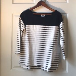 Boat Neck Striped 3/4 Sleeve
